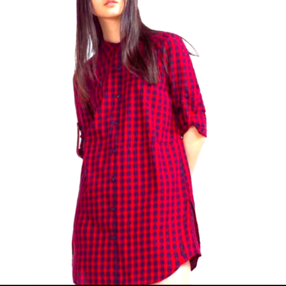 Zara Trafaluc Plaid Shirt Dress